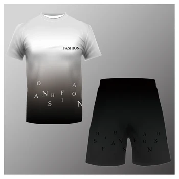 Свободная футболка с 3D цифровой печатью, комплект шорт, мужская футболка для фитнеса, футболка для спортзала, спортивная одежда, колготки, футболка для мужчин