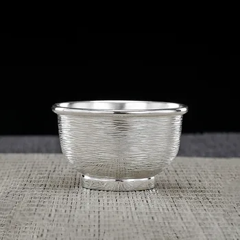 Серебряная чашка из стерлингового серебра 999 пробы, китайский чайный набор кунг-фу с ручной гравировкой, чайная чашка из стерлингового серебра, маленькая чайная чашка