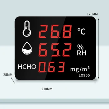 Газоанализатор HCHO С Датчиком качества воздуха, Цифровой Термометр Со Светодиодным Дисплеем Температуры И Влажности Для Дома
